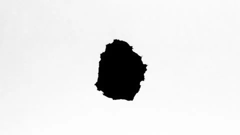 Spraying black paint on a white background Stock Footage 305492668