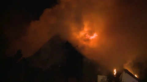 Spraying House Fire Stock Footage 44901649