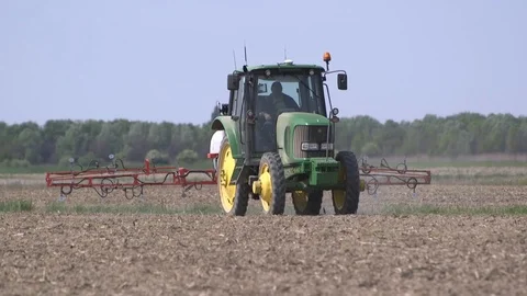 Spraying Machine at work. Front view Stock Footage 113296401