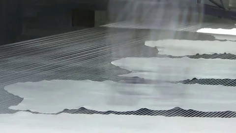 Spraying paint machine for leather Stock Footage 83476810