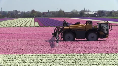 Spraying tractor Stock Footage