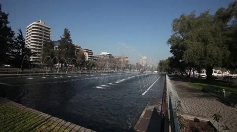 Spraying Water Into Long Rectangular Fountain Video stock 65600352