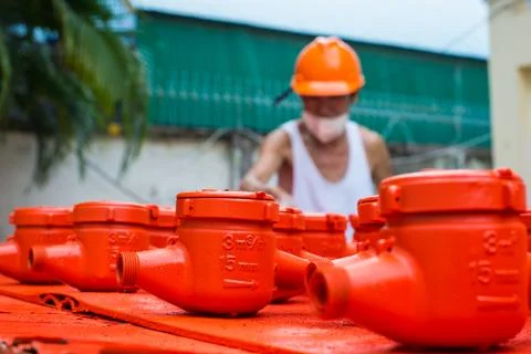 Spraying water meter Stock Photos