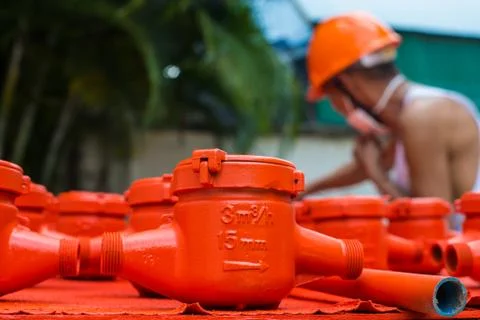 Spraying water meter Stock Photos