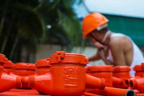 Spraying water meter Stock Photos