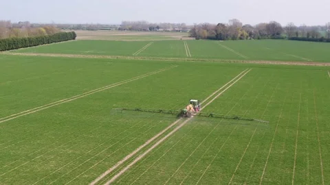 Spraying Wheat UK Stock Footage 152760123
