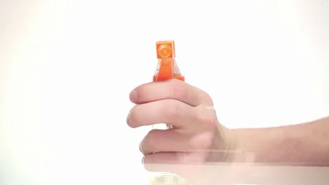 Spraying  Window Cleaner On Glass Stock Footage 84151888