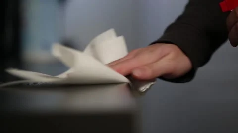 Spraying &amp; Wiping Counter Stock Footage 45867345