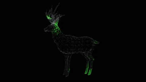 The spread of antivirus through 3D deer body rotation on black background Video stock 235938584