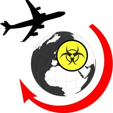 The spread of biological weapons on earth. Vector image. Stock Illustration