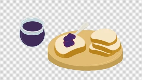 Spread blueberry jam on toast Stock Footage 341770936