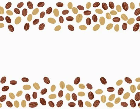 A spread coffee beans isolated on white background and copy space. Stock Illustration