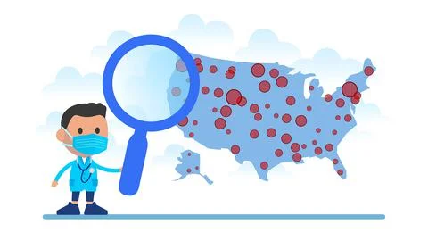 Spread of Coronavirus in the USA. Stock Illustration