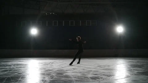 Spread eagle. young man performs a simple figure skating element. The skater Stock Footage 155271237