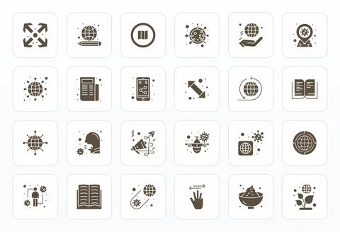 Spread High Resolution Vector Icon Pack with 24 Glyph Pixel Optimized Element Stockillustratie