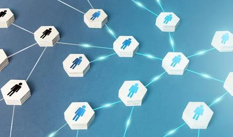 The spread of ideas through a network of people. Leader and leadership. The.. 스톡 사진