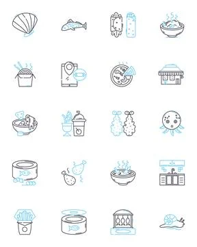 Spread linear icons set. Dissemination, Diffusion, Propagation, Expansion Stock Illustration
