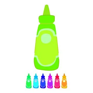 Spread mustard bottle vector cartoon graphic Stock Illustration