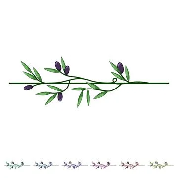 Spread olive border divider cartoon vector graphic Illustrazione stock