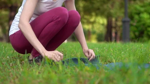 Spread out the yoga Mat Stock Footage 91809280