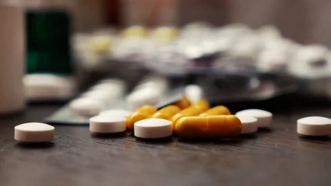 Spread pills.Medicine Stock Footage 80125678