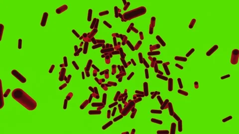 Spread of red bacteria, explosion on green background. Stock Footage 306407503
