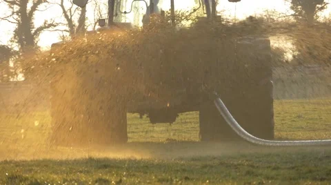 Spread Slurry on Pasture Slow Motion Cinematic County Fermanagh Northern Ireland Stock Footage 61482050