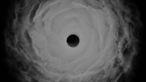 The spread of thick white smoke from the black hole in the center of the screen. Stock Footage 169201074