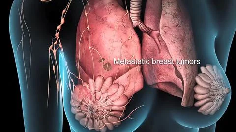 Spread of the tumor cell in the breast Stock Illustration