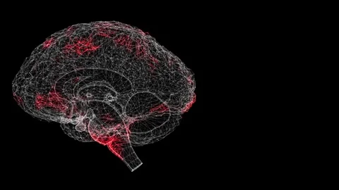 Spread of virus through 3D human brain on black background Stock Footage 243509963