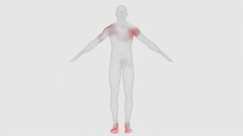 Spread of virus through volumetric body of person monochrome on black background 動画素材 238907766