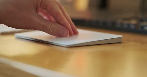 Spread your fingers on the trackpad. Using gestures while working on a computer Video stock 292782892