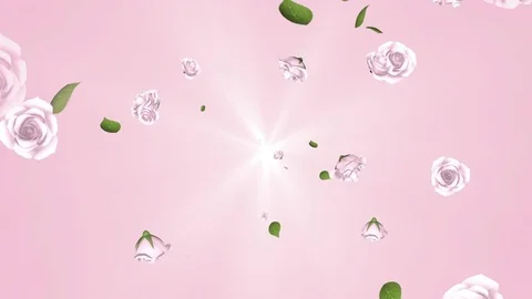 Spreading 3D pink roses and leaves animation Stock Footage