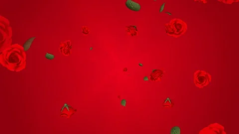 Spreading 3D red roses and leaves animation Stock Footage 77559653