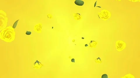 Spreading 3D yellow roses and leaves animation Stock Footage 77559752