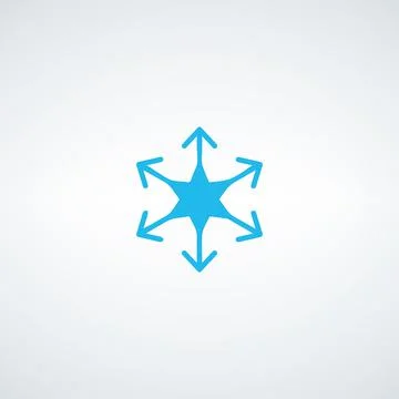 Spreading arrows icon. Distribution abstract metaphor. Negative space. Vector Stock Illustration