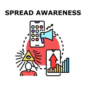 Spreading awareness concept with digital communication and growth Stock Illustration