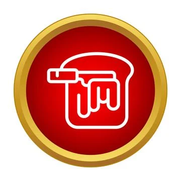 Spreading butter or jam on bread slice icon Stock Illustration