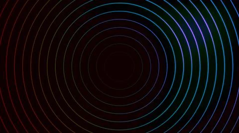Spreading circles on dark background. Motion. Hypnotic animation with expanding Stock Illustration