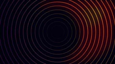 Spreading circles on dark background. Motion. Hypnotic animation with expanding Stock Illustration