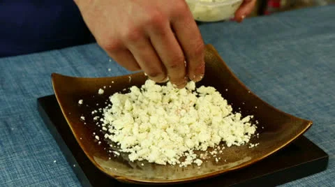 Spreading Feta Cheese Stock Footage 24413085