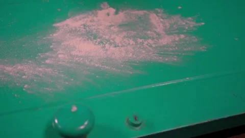 Spreading Flour on Table to Prepare Dough Stock Footage 293255618