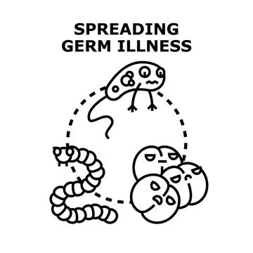 Spreading germ illness concept vector drawing Stock Illustration