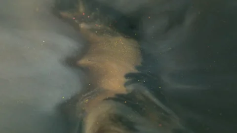 Spreading glitter paint spill sparkling particles Video stock 315964758