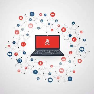 Spreading Malware Infection Causing Damage and Information Loss Illustrazione stock