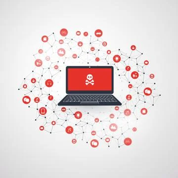 Spreading Malware Infection Causing Damage and Information Loss Stock Illustration