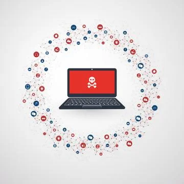 Spreading Malware Infection Causing Damage and Information Loss Illustrazione stock
