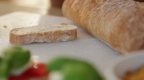 Spreading nougat creme on a slice of bread Stock Footage 41278428