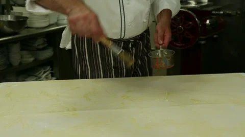 Spreading Oil On Dough Stock Footage 33194033