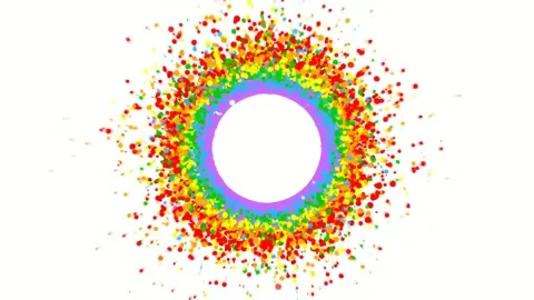 Spreading Rainbow Color Particles Ring Shape Animation Stock-Footage 275301881
